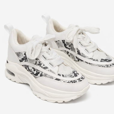 Baskets blanches imprimé python