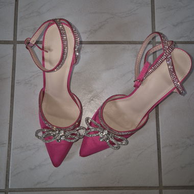Pink High Heels with Rhinestones