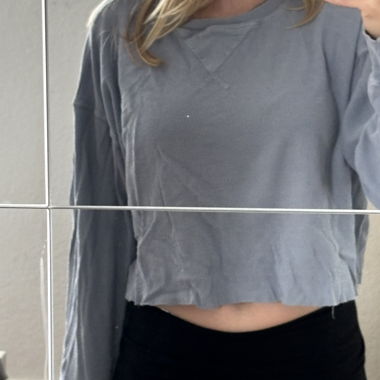 Blue cropped long sleeve top
