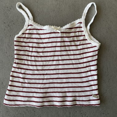 red and white striped crop top with a bow