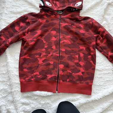 A Bathing Ape Shark Hoodie Red Camo