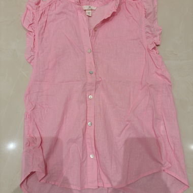 H&M pink linen blouse