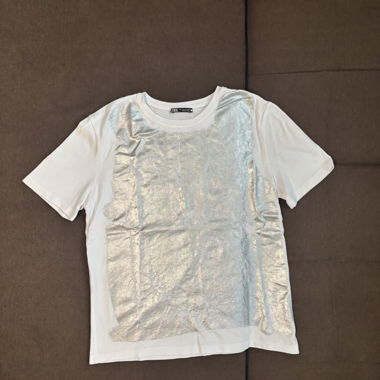 Zara T-Shirt weiss/silber