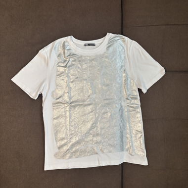 T-shirt Bianco/Argento Zara