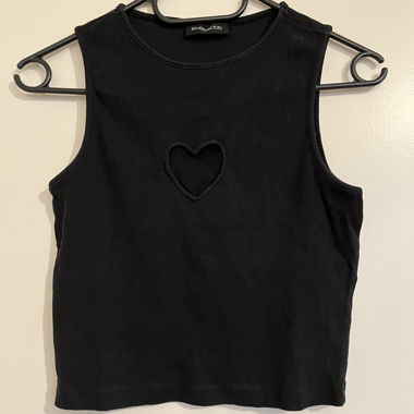 Black Top with Heart Neckline
