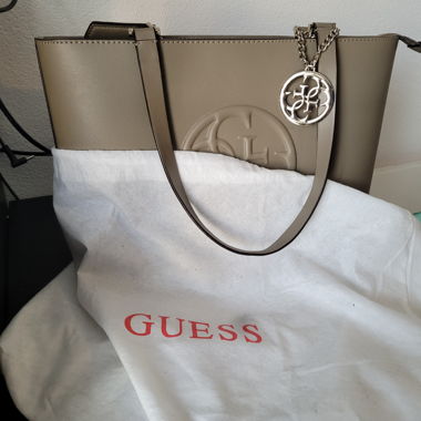 Beige GUESS Tote-Bag mit Logo