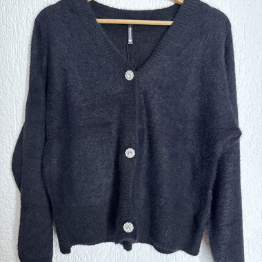 Schwarze Strick-Cardigan