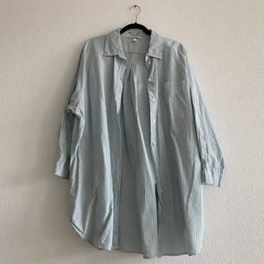H&M chemise longue rayée blouse verte blanche taille M