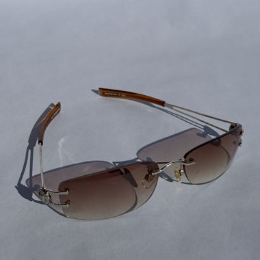 Y2K Brown Rimless Sunglasses Slim Frame