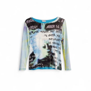 VINTAGE Y2K GRAPHIC PRINT SLEEVE TOP 