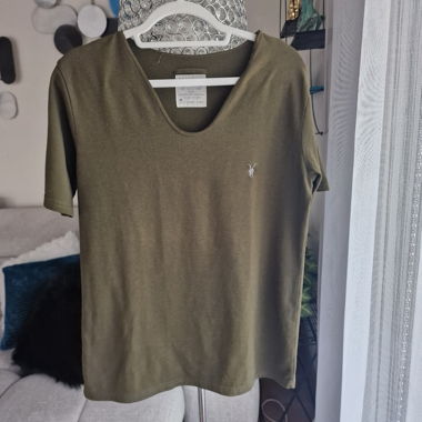 AllSaints Shirt Olivgrün – V-Ausschnitt - Gr. S