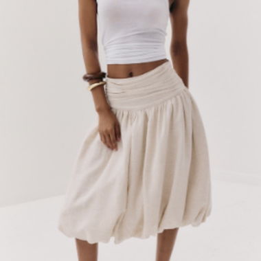 Jupe midi balloon beige