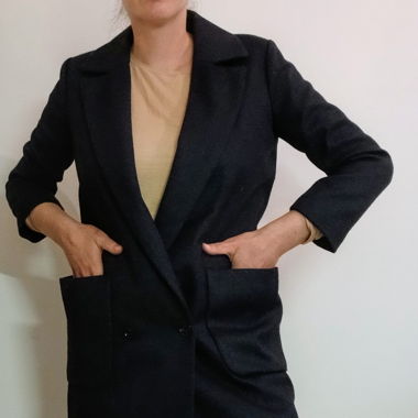 ONLY 3/4 Dark Blue Wool Coat