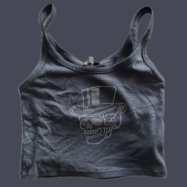 Cami clouté bleu marine Y2K