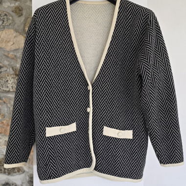 Italian Vintage Fischgrät-Cardigan