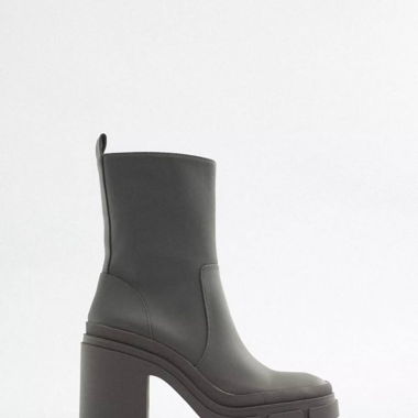 ZARA Khaki Heeled Ankle Boots