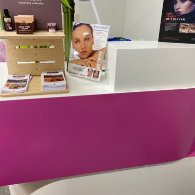 Reception Desk – Modern White & Purple