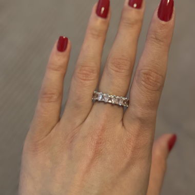 Pink square stone ring