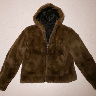 Hooded Jacket in Genuine Rabbit Fur