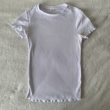t-shirt bianca in cotone con maniche arricciate XXS