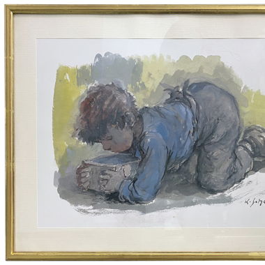 Nachdruck, Aquarell "Bube" von Karl Schenck