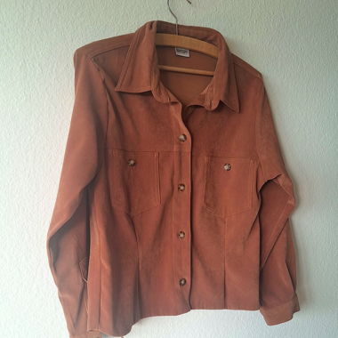 Giacca camicia in camoscio sintetico marrone ruggine
