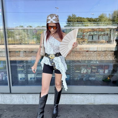 Top in pizzo Zara bianco
