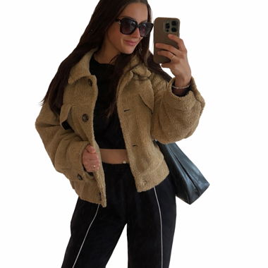 Beige Teddyjacke