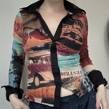 Buntes Langarm-Top