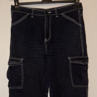 Black Cargo Pants with White Accents