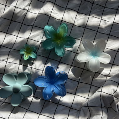 Confezione da 5 mollette fiore verde/blu 