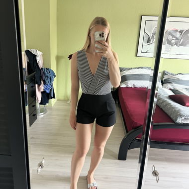 Striped Jumpsuit with Shorts