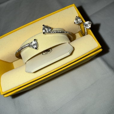 Swarovski Herz Armreif und Ring Silber