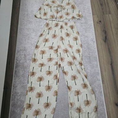 Pantalon fluide imprimé palmiers