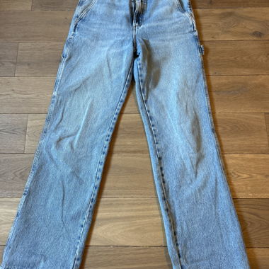Jean droit bleu clair détails cargo
