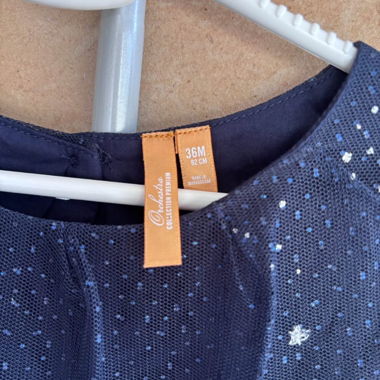 Robe de fête fille en tulle bleu marine 36M / 92 cm