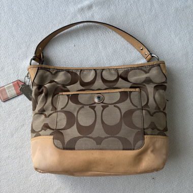 Brown Beige Coach Vintage Shoulder Bag