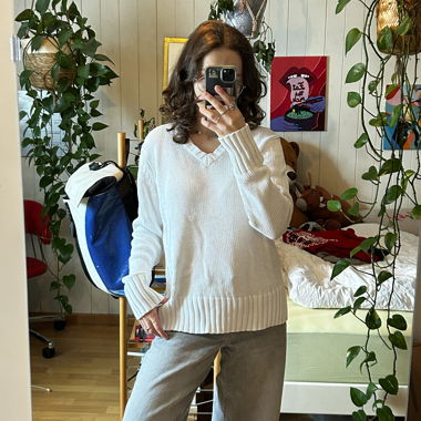 White knit sweater