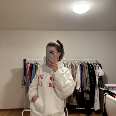 Felpa Oversize Bianca con Stampa Rossa (WRSTBHVR)