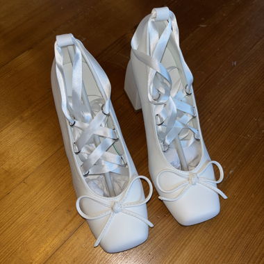 Mary Jane heels with satin ribbon
