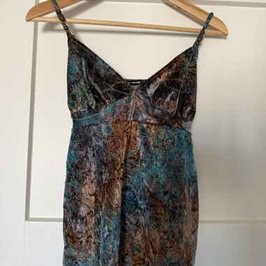 Top in velluto multicolore con motivo floreale