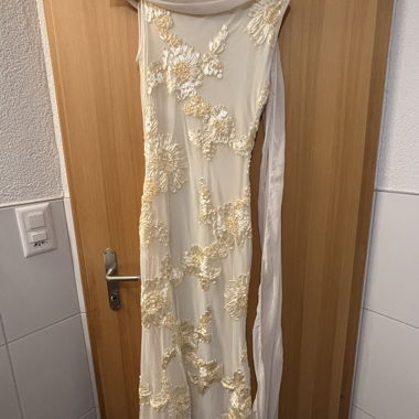 Abito da sera elegante monospalla, crema, M