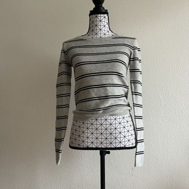 thin grey striped sweater