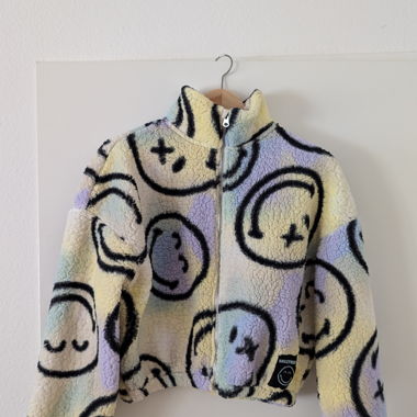 Fleece Teddy Jacke bunt mit Smileys