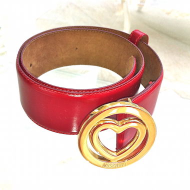CEINTURE MOSCHINO CUIR ROUGE