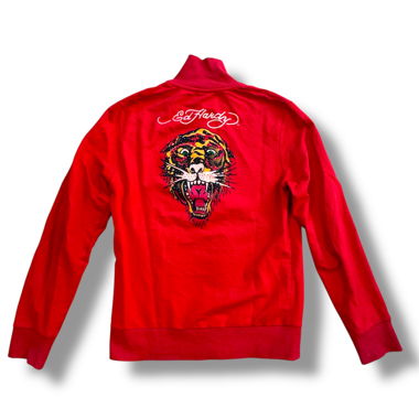 Zip-up vintage Ed Hardy con strass rossi