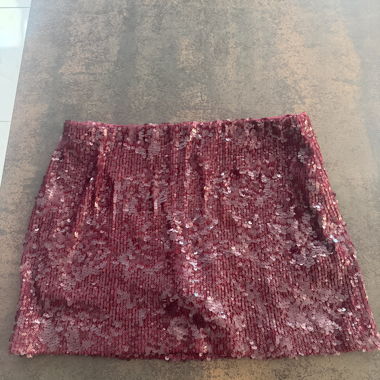 Bershka Burgundy Sequin Mini Skirt