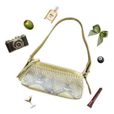 green/grey genuine leather bag (vintage)