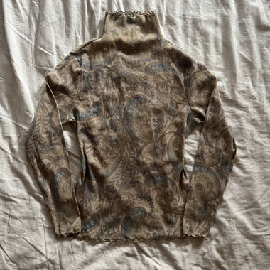 y2k real vintage glittery paisley mesh top