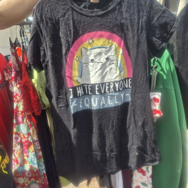 T-shirt noir chat